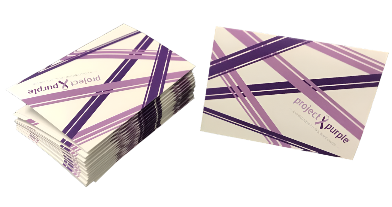 Prokect purple note cards front view
