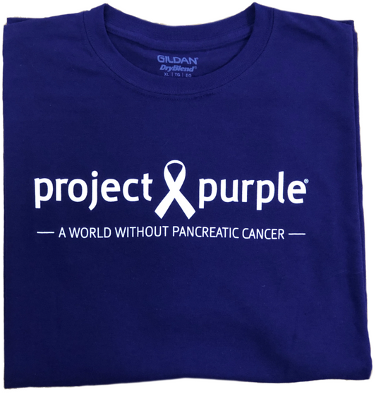 Purple shirt with white project purple logo