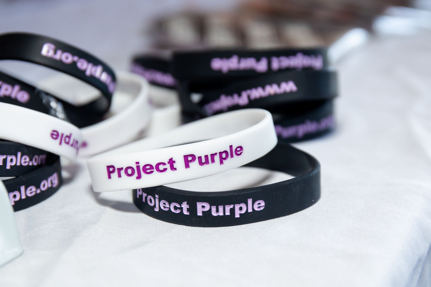 silicone bracelets on white background