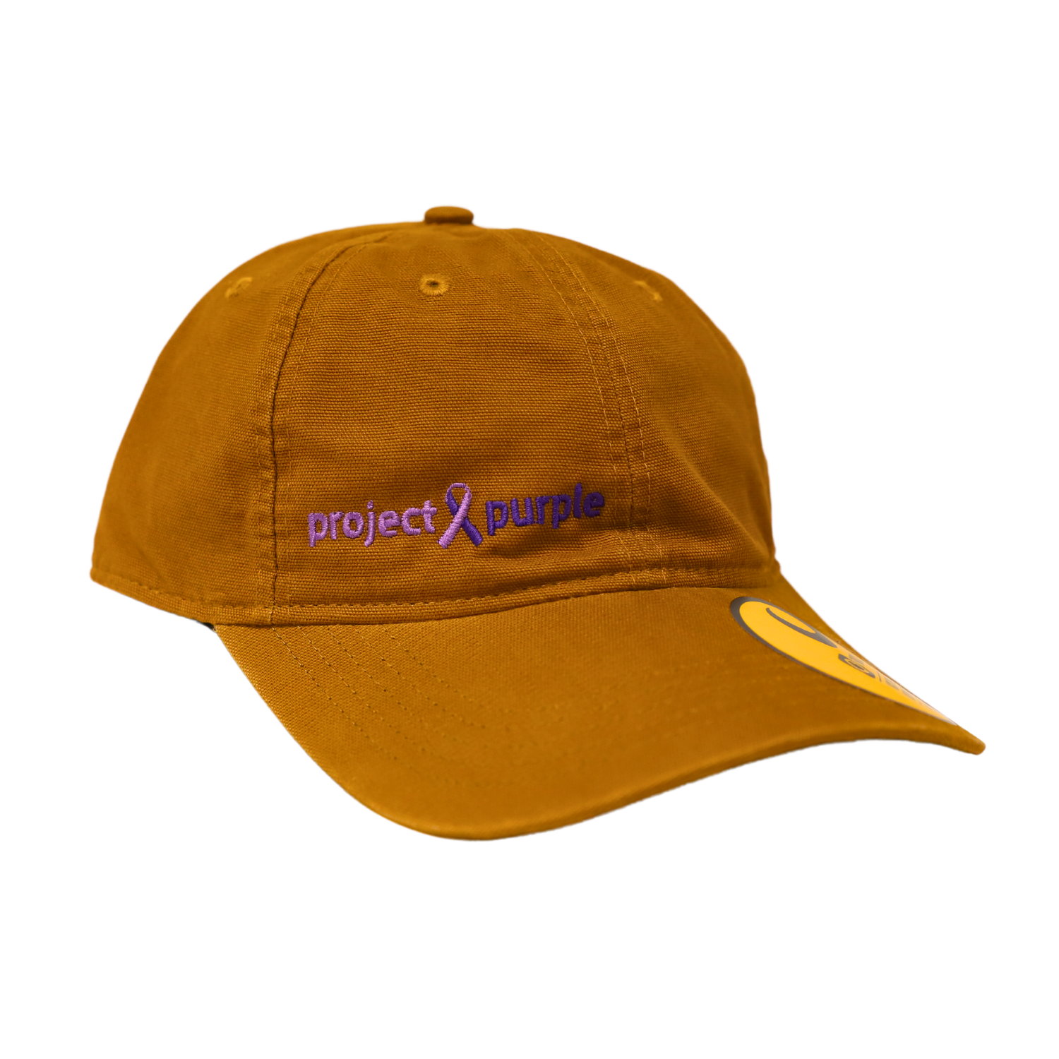 brown project purple carhartt hat side view