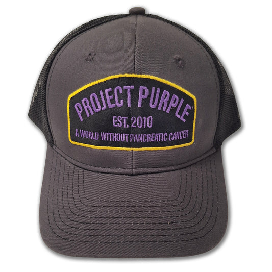 Black Trucker hat project purple logo