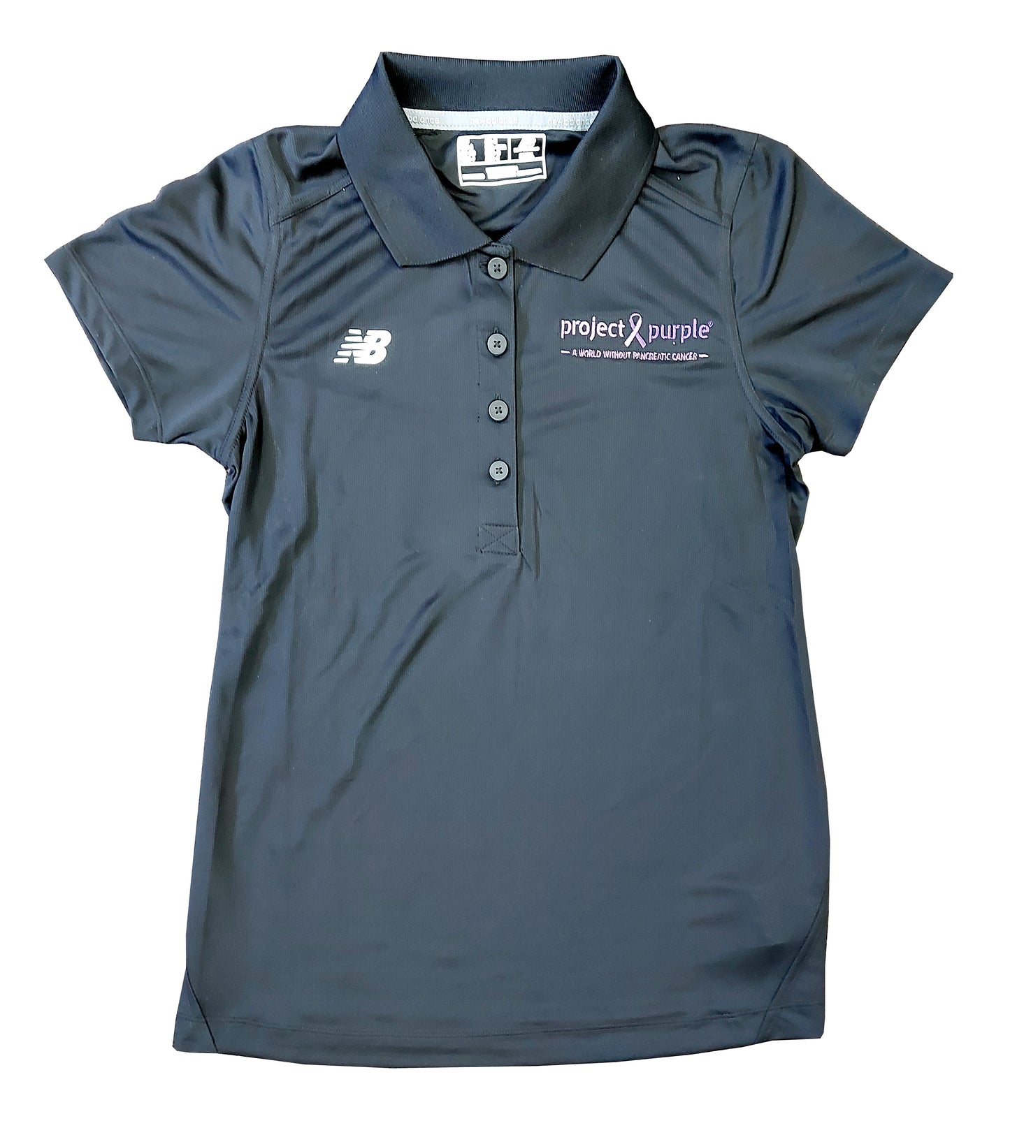 Black New Balance Polo Shirt with Project Purple Logo