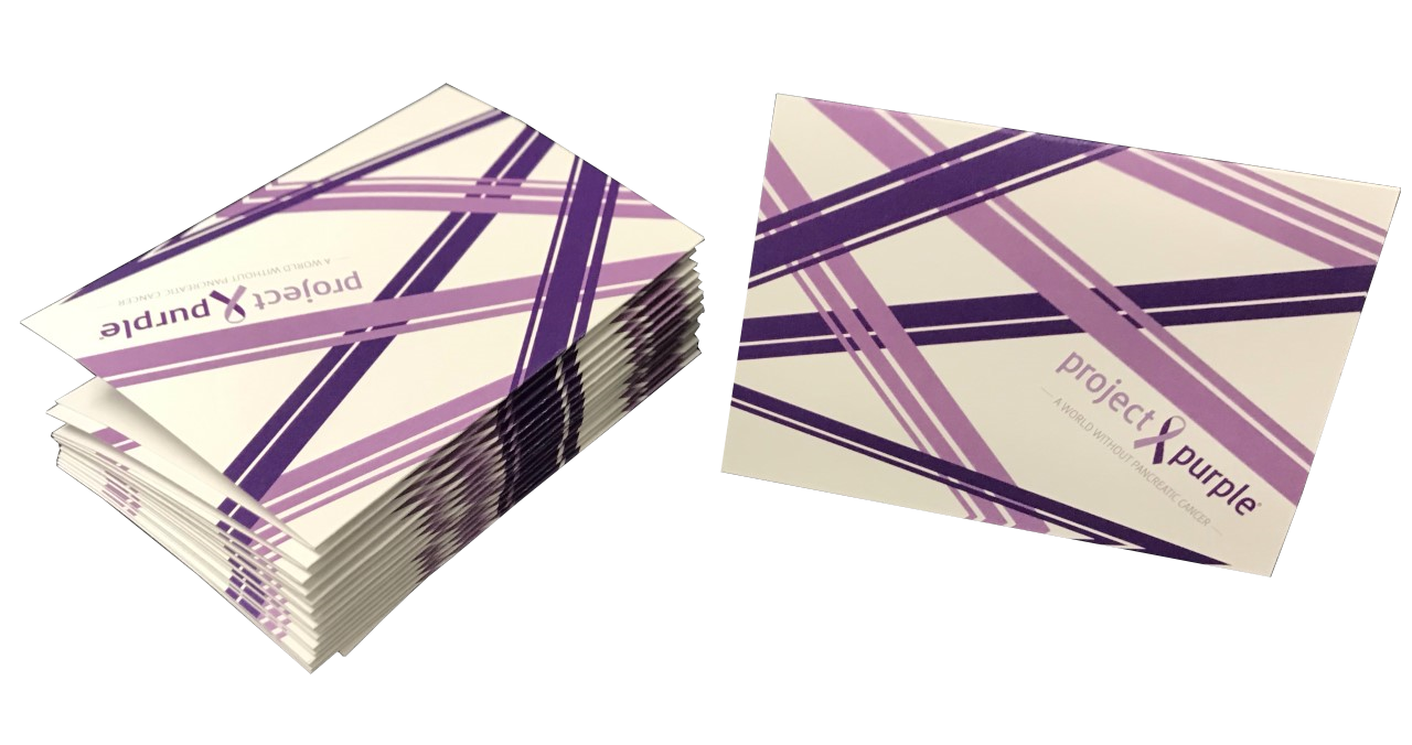 Prokect purple note cards front view