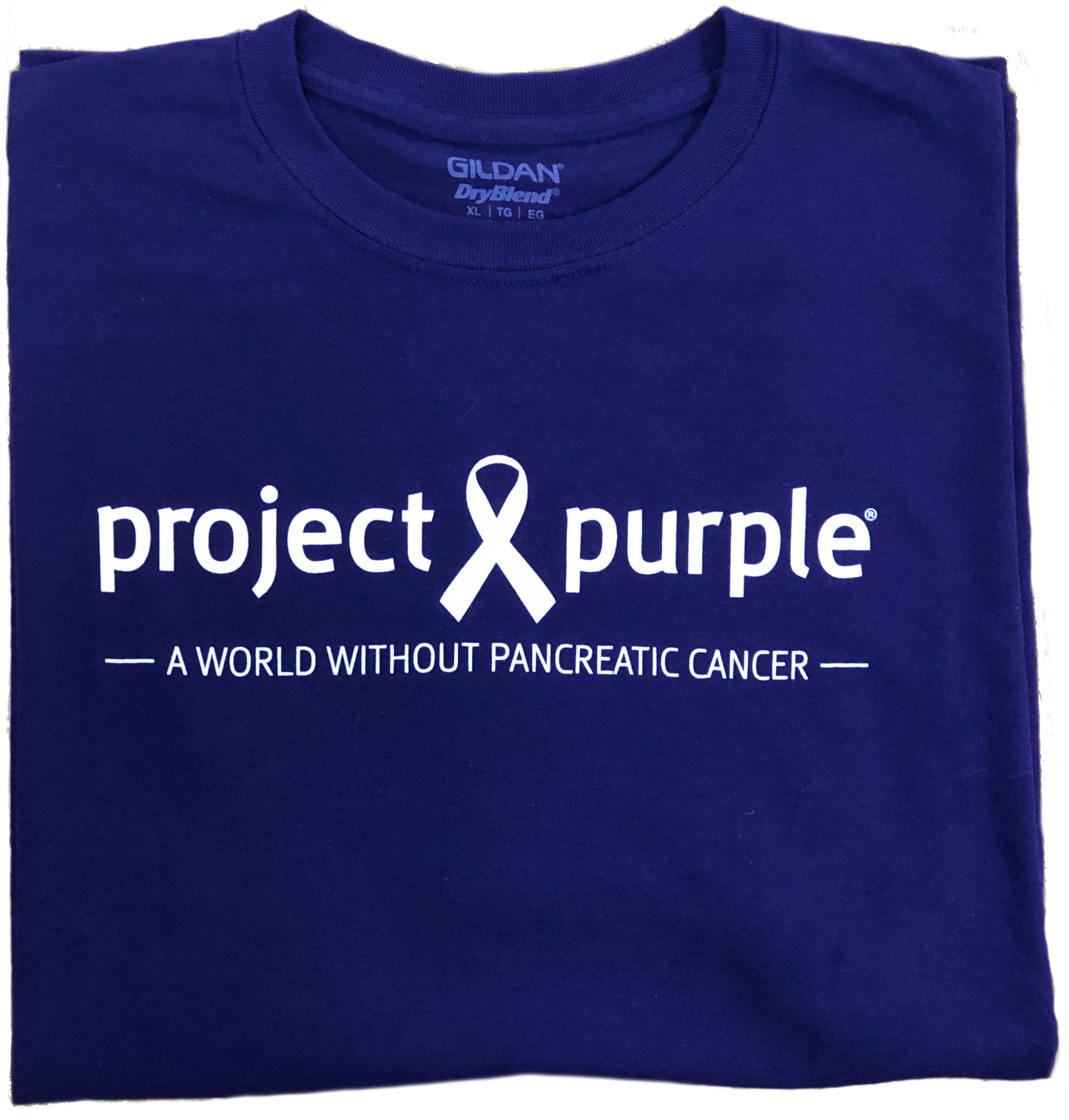 Purple shirt with white project purple logo