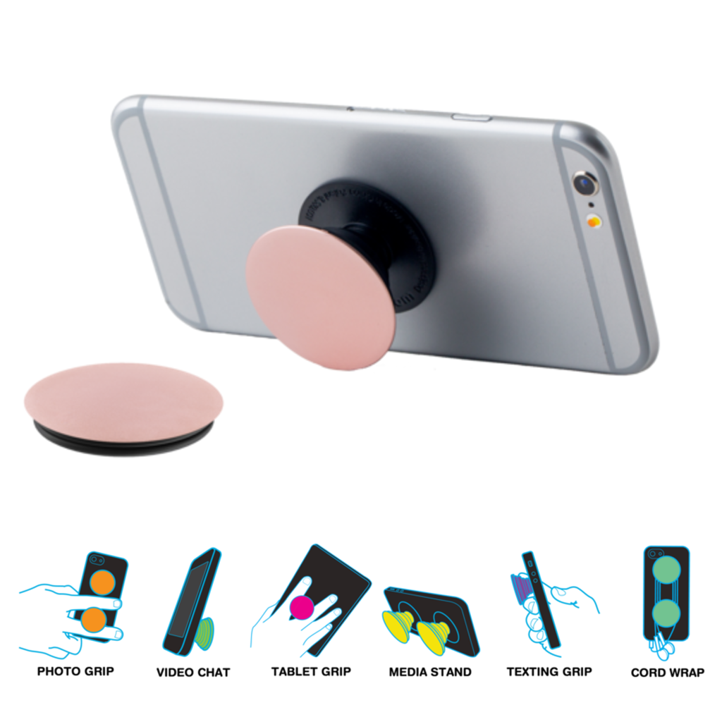 Photo display of how to use pop sockets