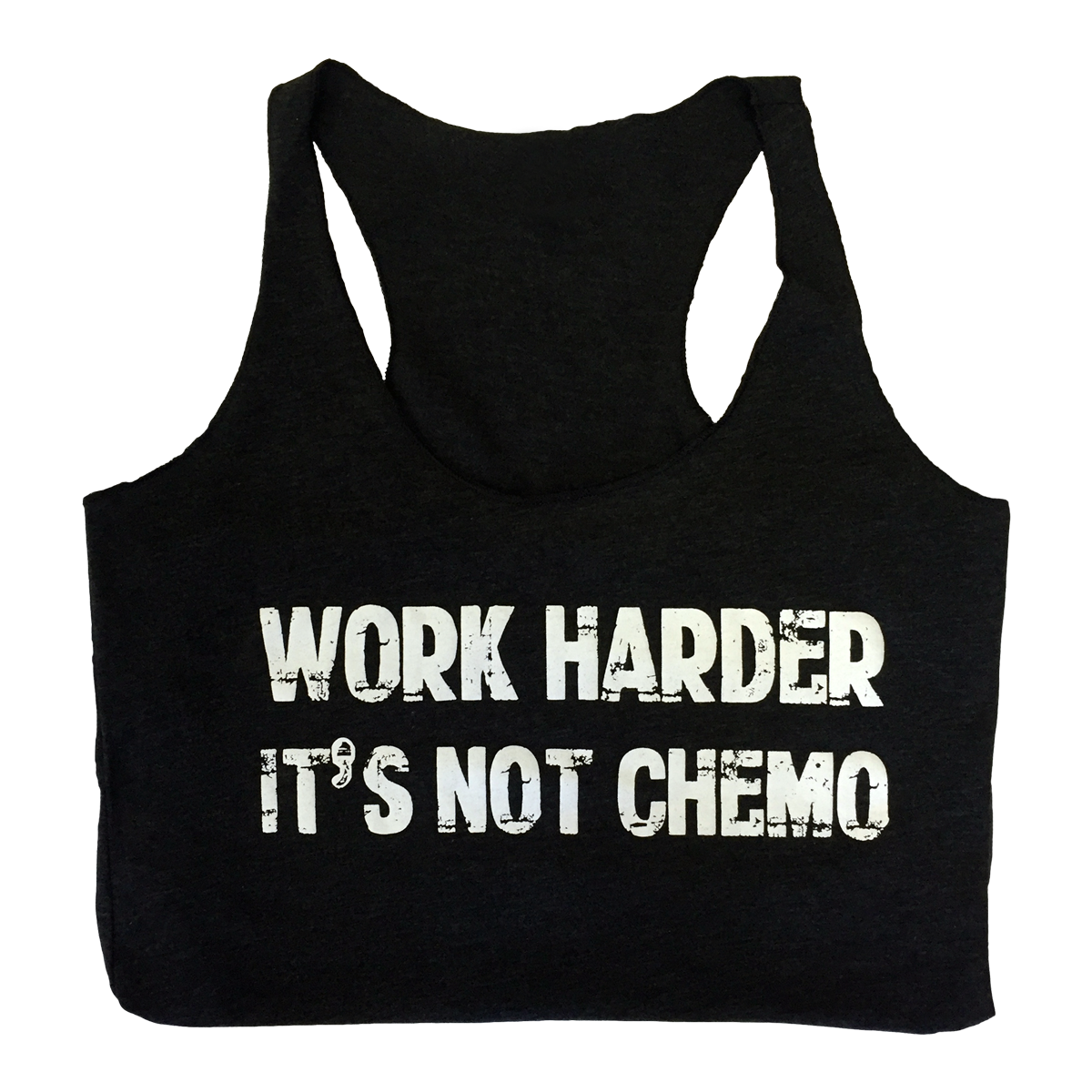 Front View black work harder its not chemo tank folded in half 